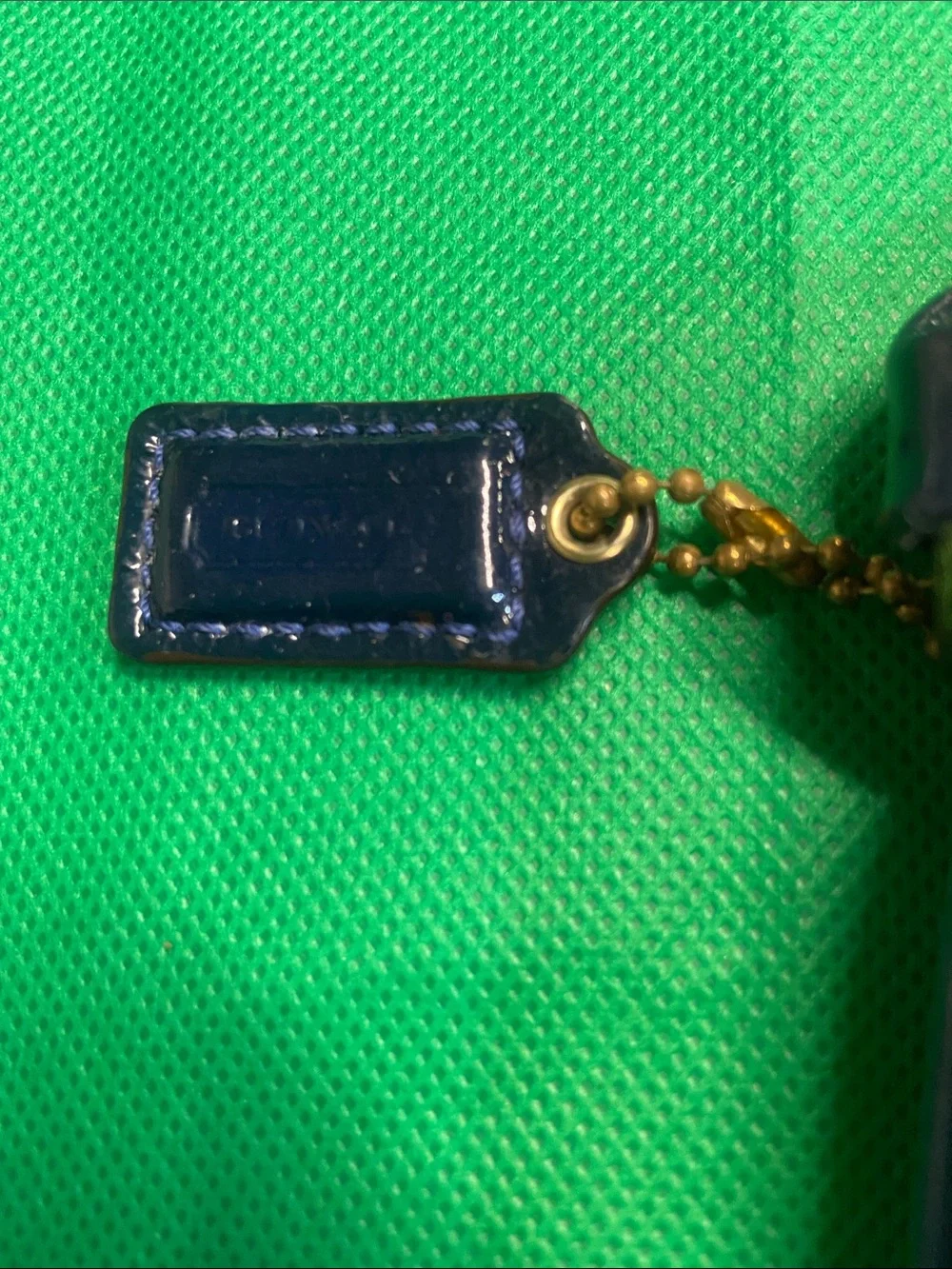 Vintage Coach Graffiti Script Navy and Gold Poppy Wristlet with Gold Plaque